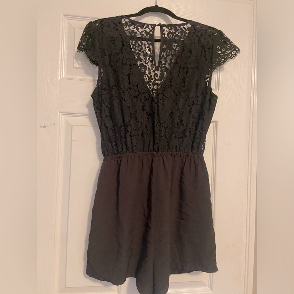 Bebe Lace Black Backless Romper